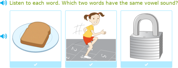 IXL - Which two words have the same vowel sound? (Upper kindergarten ...