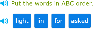 IXL - Put the words in ABC order (Class I English practice)