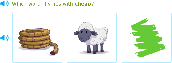 IXL - Choose the picture that rhymes with the word (Class II English